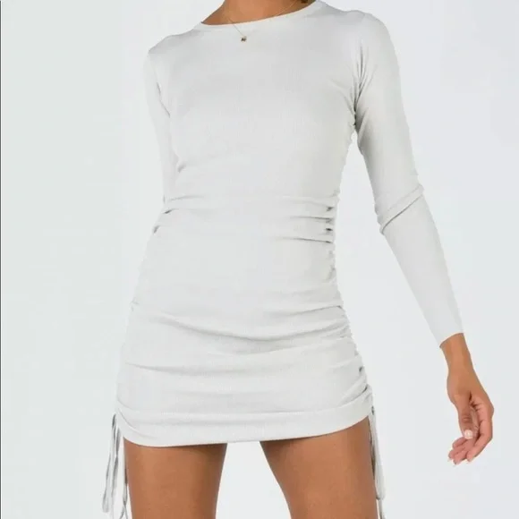 Lioness Military Minds Mini Dress - Long Sleeves - Light Gray Size US 6 -  NWT